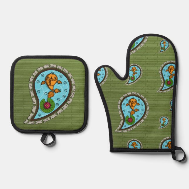 Scales the Goldfish Oven Mitt & Pot Holder Set (Front)