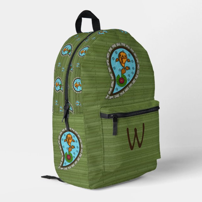 Scales the Goldfish Printed Backpack (Back Corner Left)