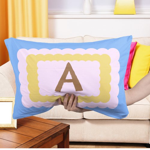 Scallop Alphabet Monogram Scalloped design pastel Lumbar Pillow