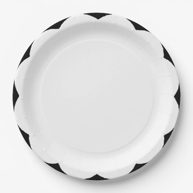 Scallop Black & White Paper Plates (Front)