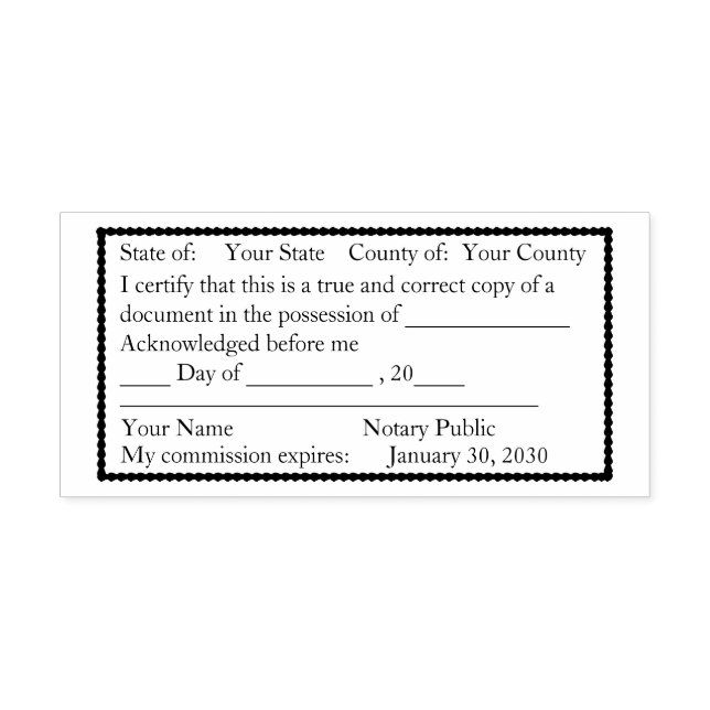 Scallop Bordered Notary Public Copy Stamp (Design)