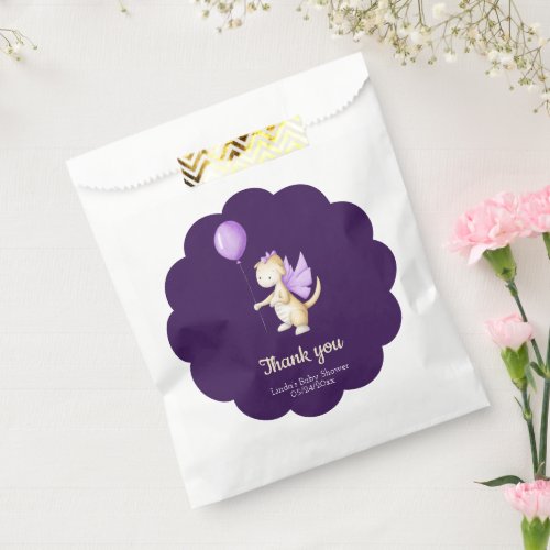 Scallop Dark Purple Dragon Theme Baby Shower Favor Bag