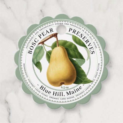 Scallop Elegant Pear Preserves Gift Tag Pale Green