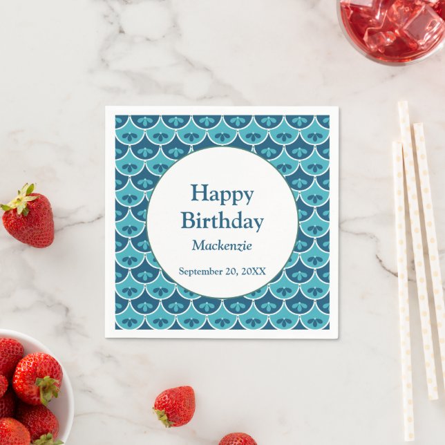 Scallop Floral Custom Colors Birthday Napkins (Insitu)