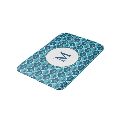 Scallop Floral Custom Colors Monogrammed Bath Mat