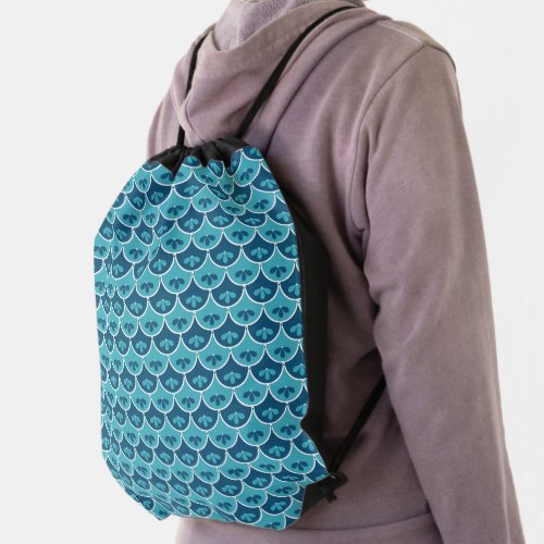 Scallop Floral Pattern Custom Colors Drawstring Bag