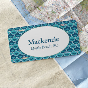 Scallop Floral Pattern Custom Colors License Plate