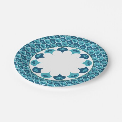 Scallop Floral Pattern Custom Colors Paper Plates