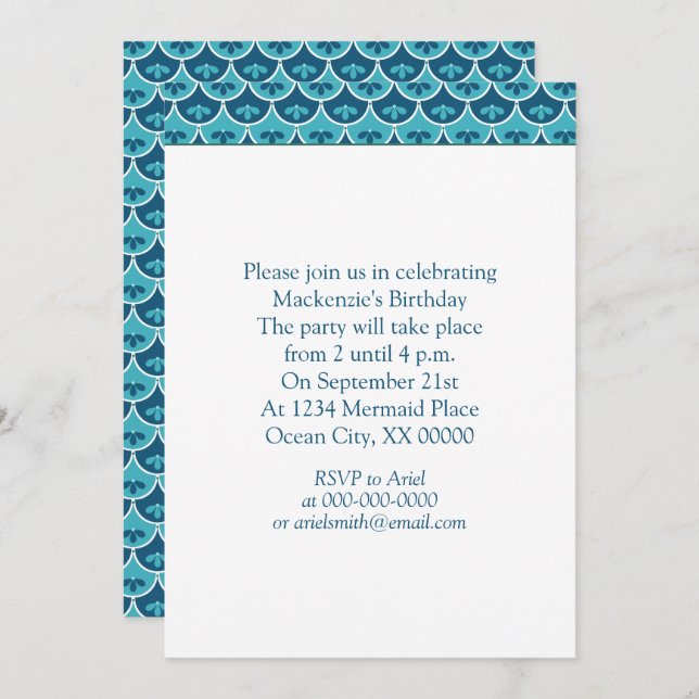 Scallop Floral Pattern Custom Colors Party Invitation (Front/Back)