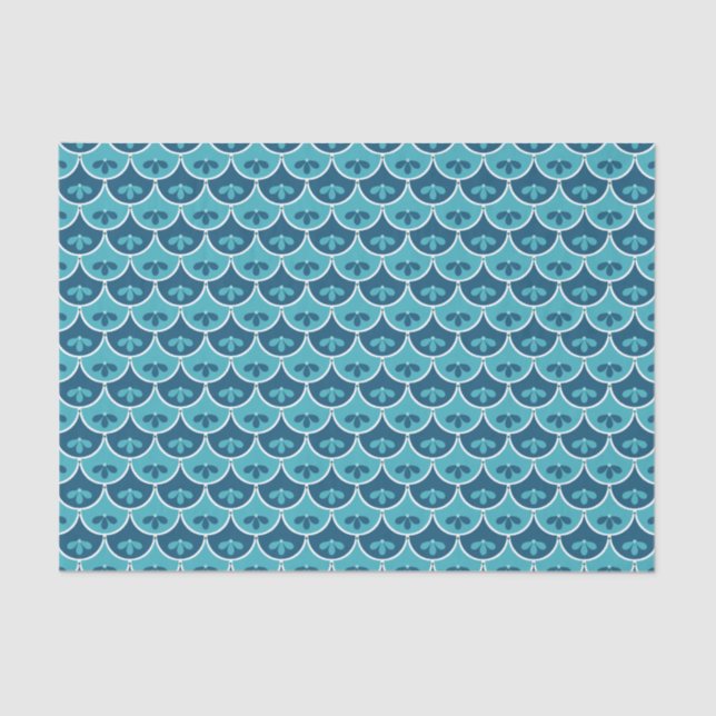 Scallop Floral Pattern Custom Colors Tissue Paper (Front)