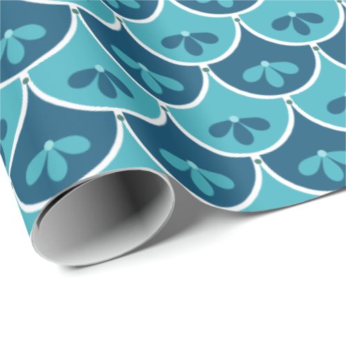 Scallop Floral Pattern Custom Colors Wrapping Paper