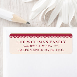 Scallop Lace Ribbon Christmas Return Address Label