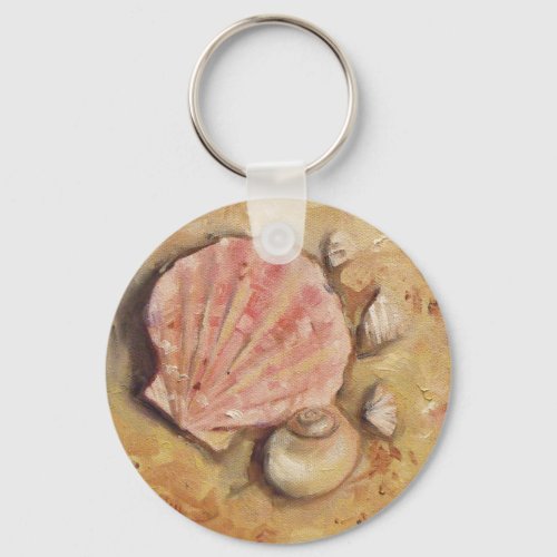 Scallop Moonshell Seashell Beach Keychain