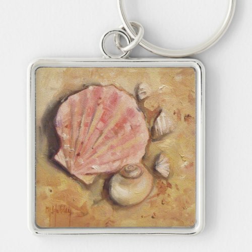 Scallop Moonshell Seashell Beach Keychain