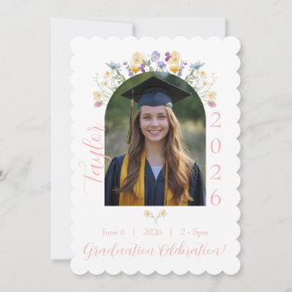 Scallop Photo Graduation Botanical Invitation 2026