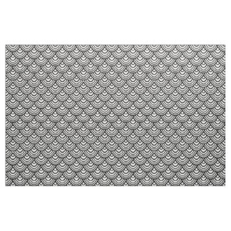 Scallop Scale Pattern Black and White Fabric