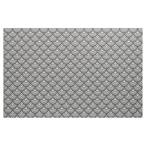 Scallop Scale Pattern Black and White Fabric