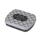 Scallop Scale Pattern Personalized Black and White Jelly Belly Tin (Side)