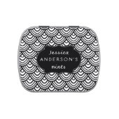 Scallop Scale Pattern Personalized Black and White Jelly Belly Tin (Top)