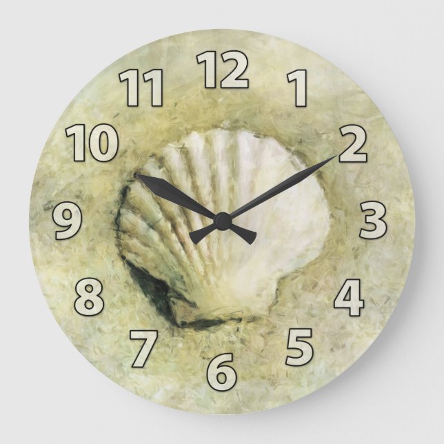 Scallop Sea Shell Art Clock (Front)