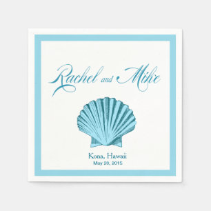 Scallop Seashell Beach Wedding mint blue Napkins