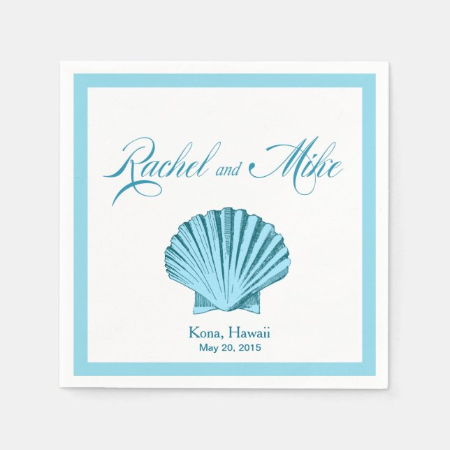 Scallop Seashell Beach Wedding | mint blue Napkins (Front)