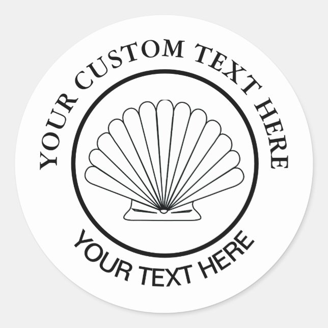Scallop Seashell Custom Logo 3"  Classic Round  Sticker (Front)