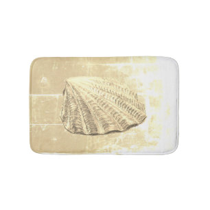 Scallop Seashell on Sand Bathroom Mat