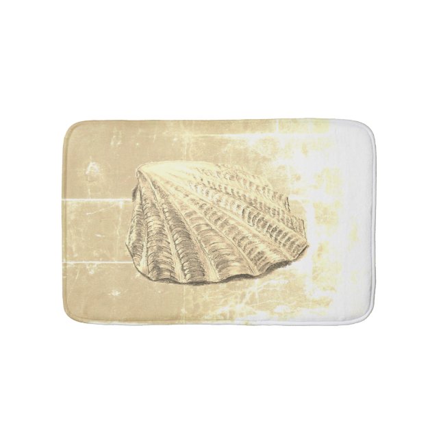 Scallop Seashell on Sand Bathroom Mat (Front)