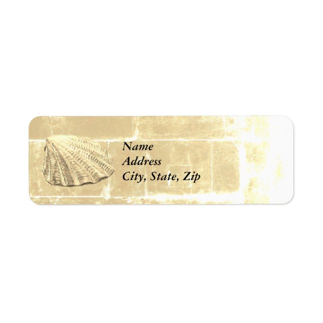 Scallop Seashell on Sand Label (Front)