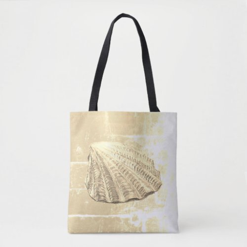 Scallop Seashell on Sand Tote Bag