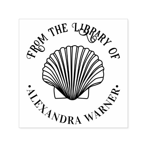 Scallop Shell 3 âœFrom the library ofâ Name Book Self_inking Stamp