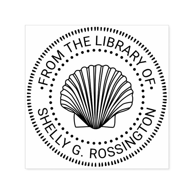Scallop Shell #3 NT Library Book Name Self-inking Stamp (Design)