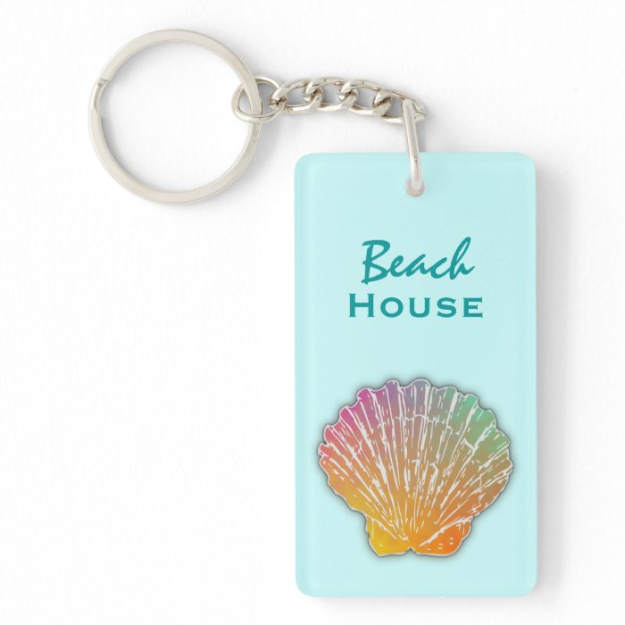 Scallop Shell Art Beach House Custom Key Ring Acrylic Key Chain