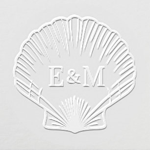 Scallop Shell Beach Monogram Ampersand Wedding Embosser