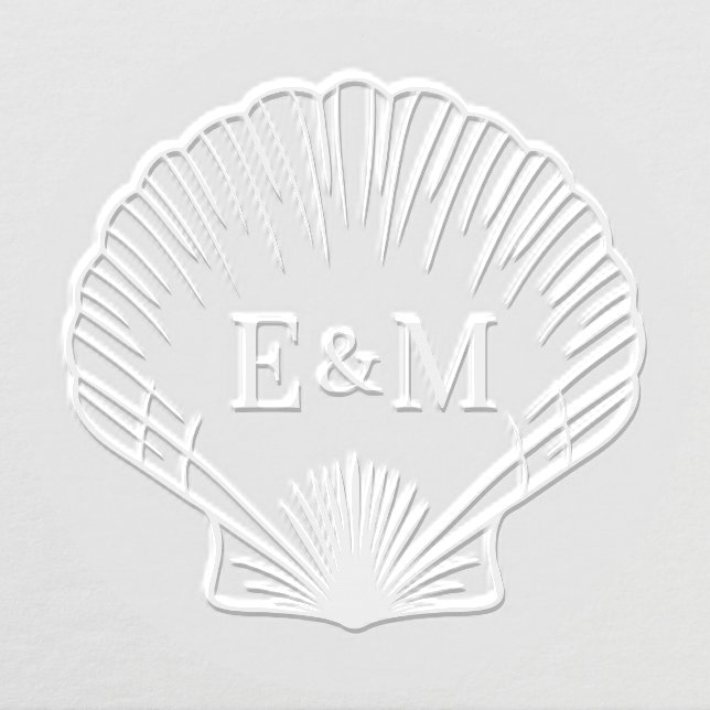 Scallop Shell Beach Monogram Ampersand Wedding Embosser (Design)