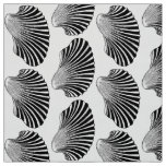 Scallop Shell Block Print, Black and White  Fabric