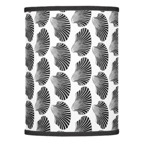 Scallop Shell Block Print Black and White Lamp Shade