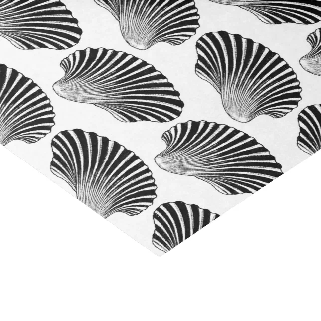 Scallop Shell Block Print, Black and White Tissue Paper | Zazzle