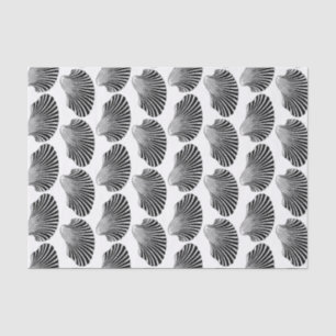 Scallop Shell Block Print, Black and White Tissue Paper