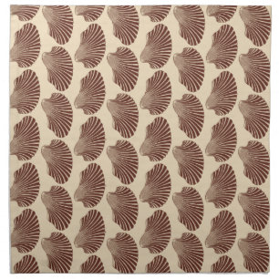 Scallop Shell Block Print, Brown and Beige Cloth Napkin