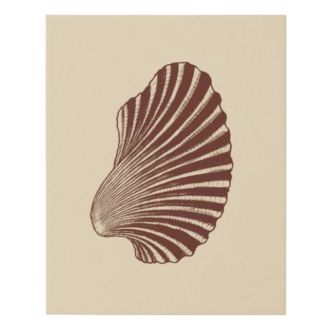Scallop Shell Block Print, Brown and Beige   Faux Canvas Print (Front)