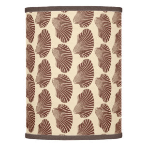 Scallop Shell Block Print, Brown and Beige Lamp Shade