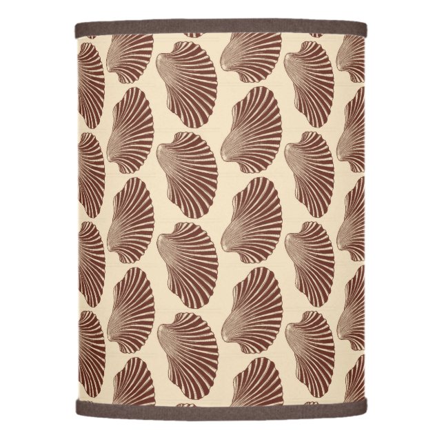 Scallop Shell Block Print, Brown and Beige Lamp Shade (Front)