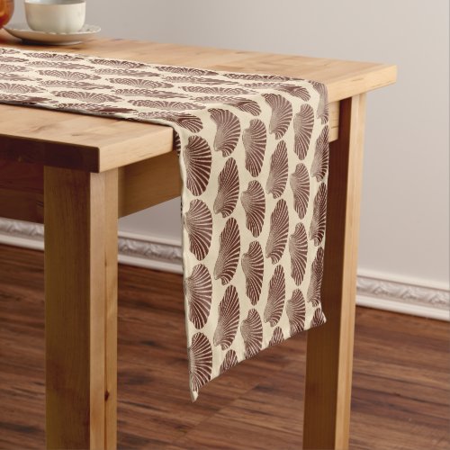Scallop Shell Block Print Brown and Beige   Short Table Runner