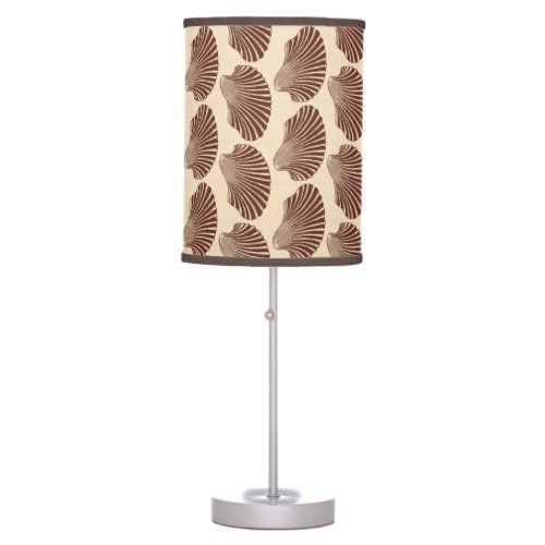 Scallop Shell Block Print Brown and Beige Table Lamp