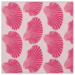 Scallop Shell Block Print, Fuchsia and Pale Pink Fabric