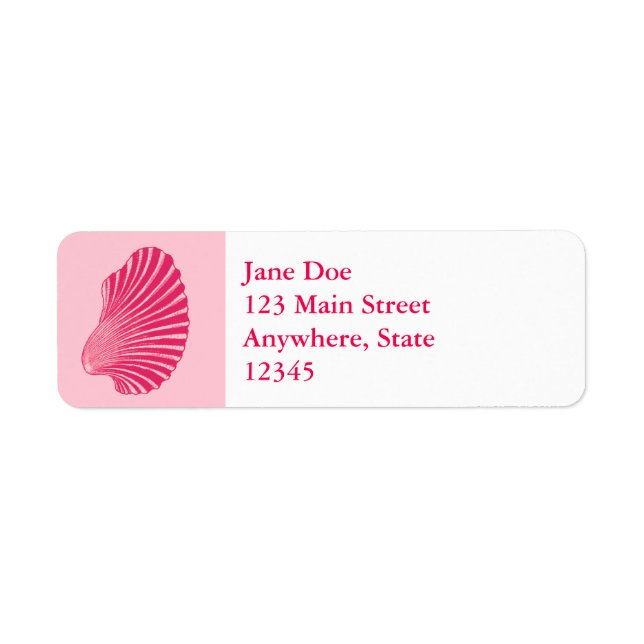Scallop Shell Block Print, Fuchsia and Pale Pink Label (Front)