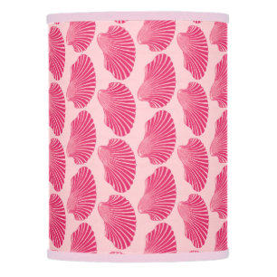 Scallop Shell Block Print, Fuchsia and Pale Pink Lamp Shade