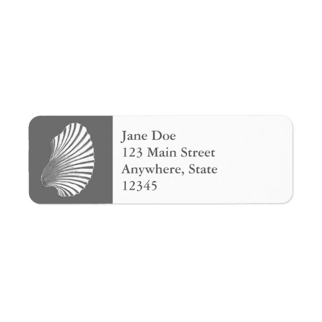 Scallop Shell Block Print, Gray / Gray and White Label (Front)